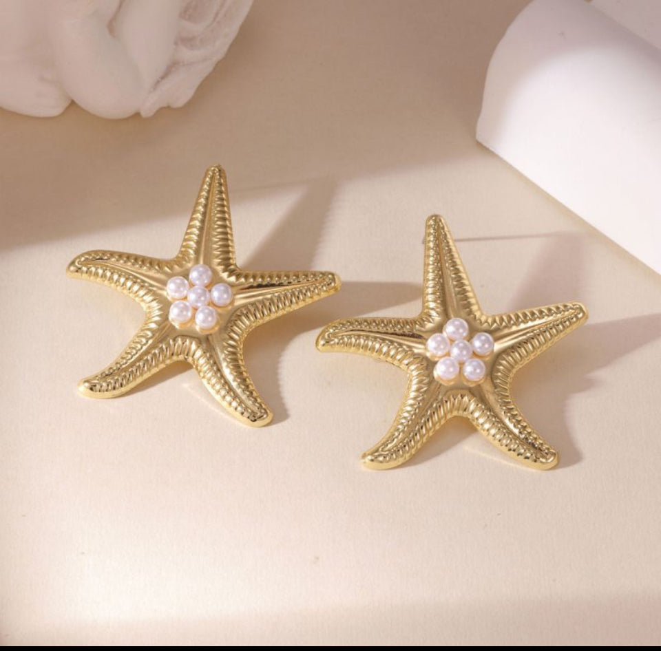 Golden Starfish Elegance Earrings