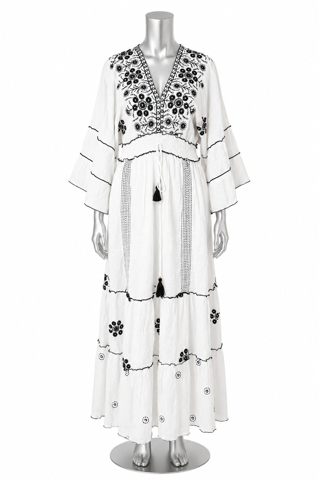 Bella Notte Hand-Embroidered Italian Cotton Maxi