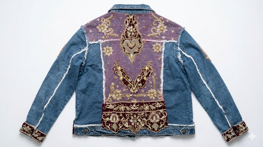 Bordeaux Royale Embellished Denim Jacket