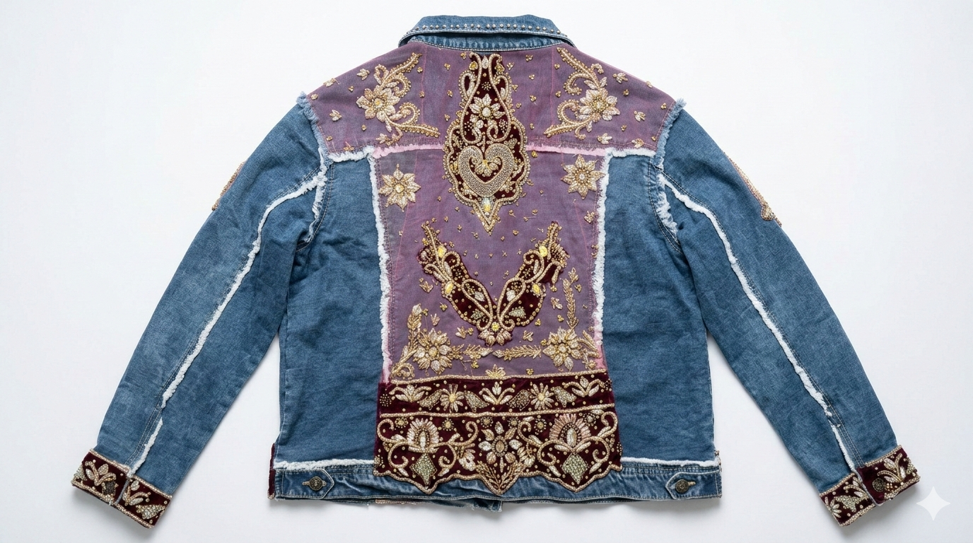 Bordeaux Royale Embellished Denim Jacket