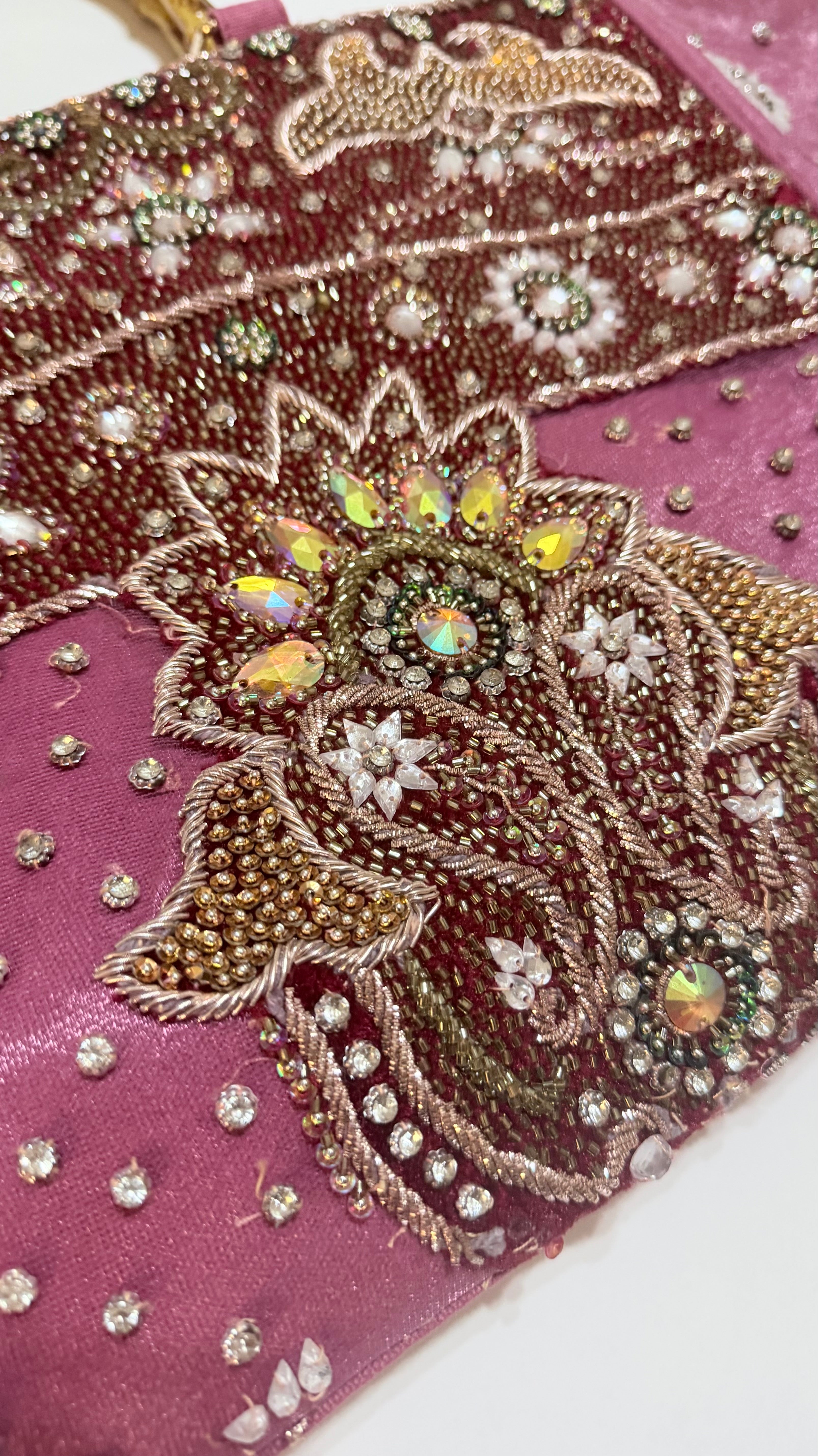 Rosé Maharani Embellished Bamboo Tote