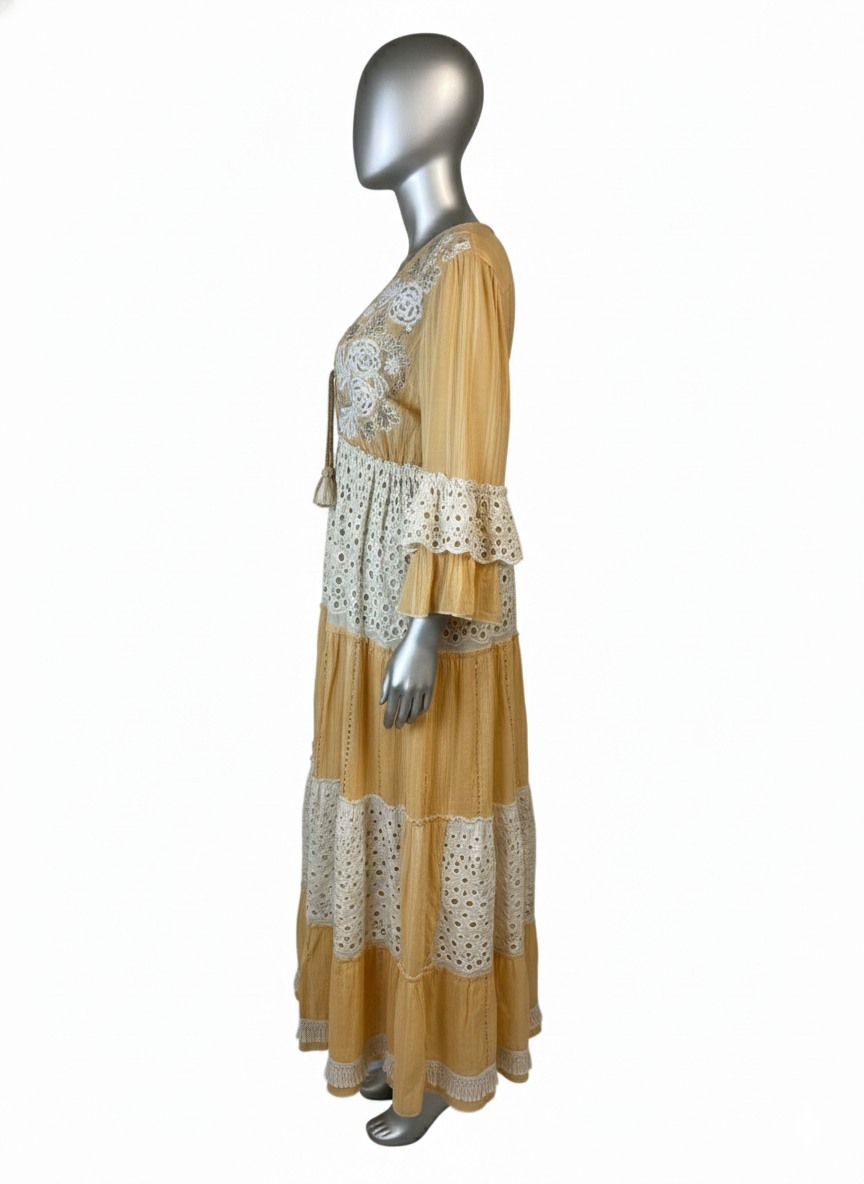 Golden Meadow Lace Maxi Dress