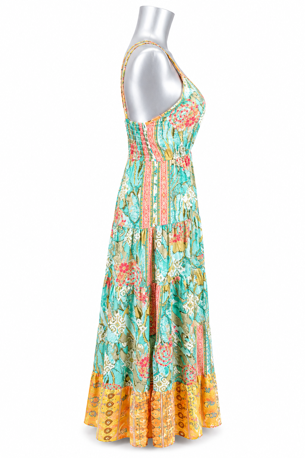 Golden Tide Silk Maxi Dress