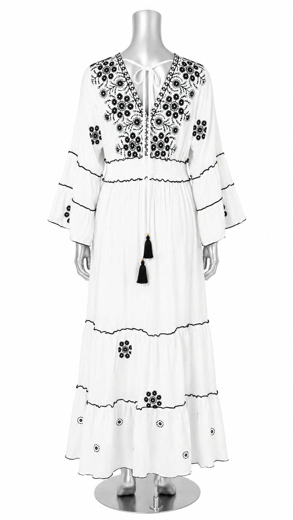 Bella Notte Hand-Embroidered Italian Cotton Maxi