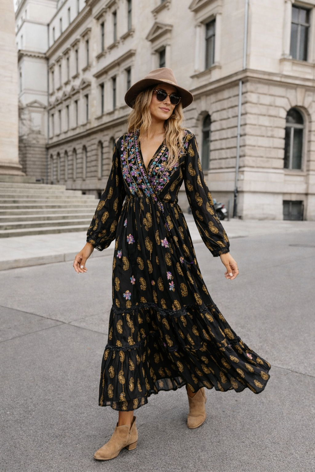 Midnight Paisley Bloom Dress