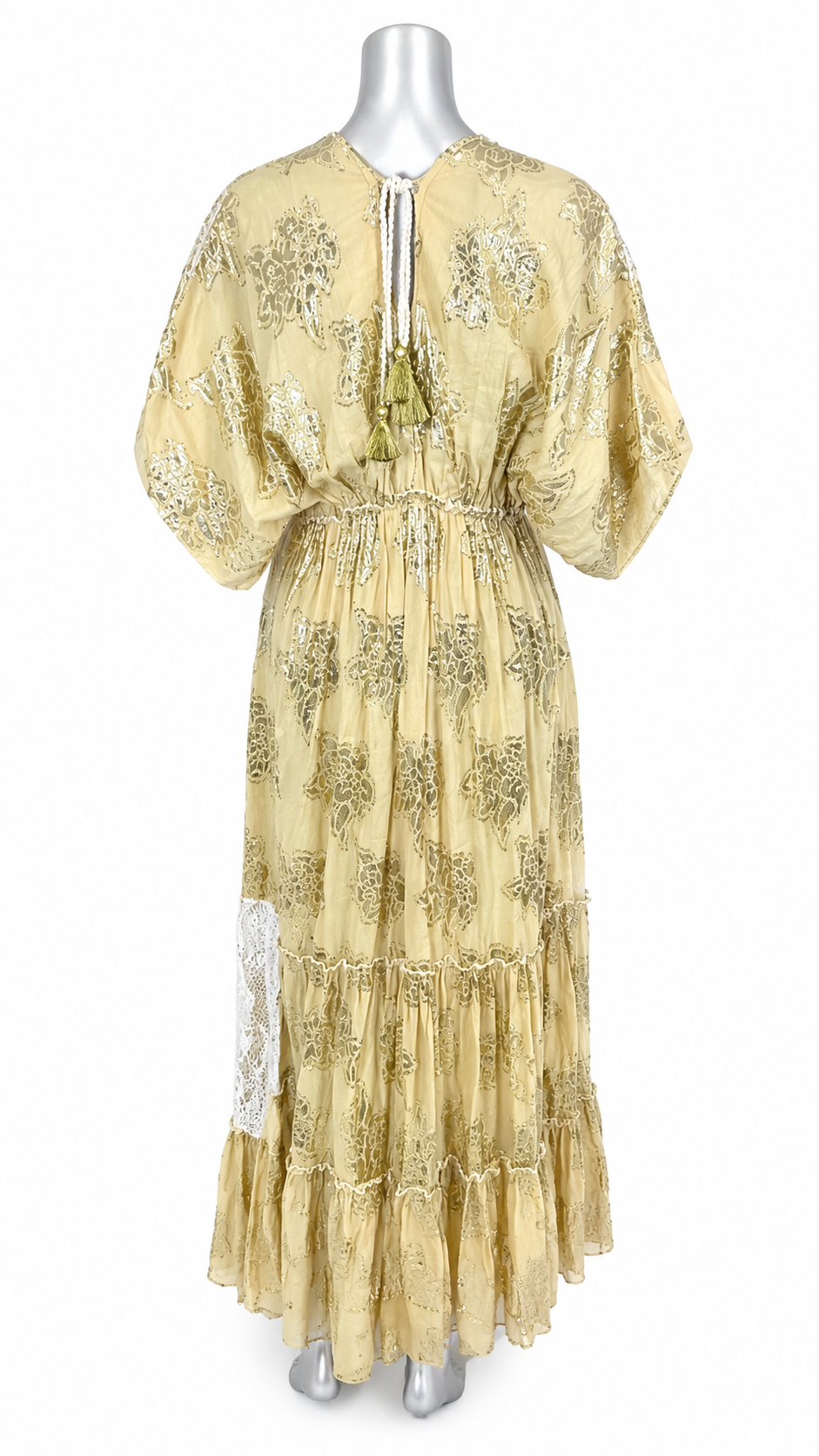 Golden Solstice Lace Maxi Dress