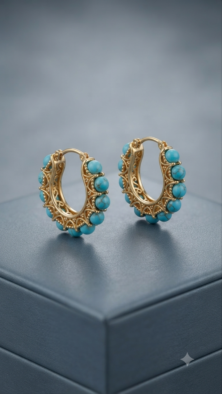 Turquoise Soleil Hoop Earrings