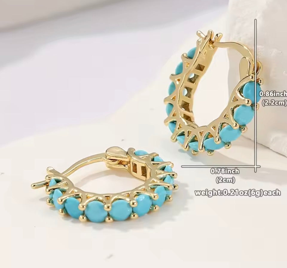 Turquoise Soleil Hoop Earrings