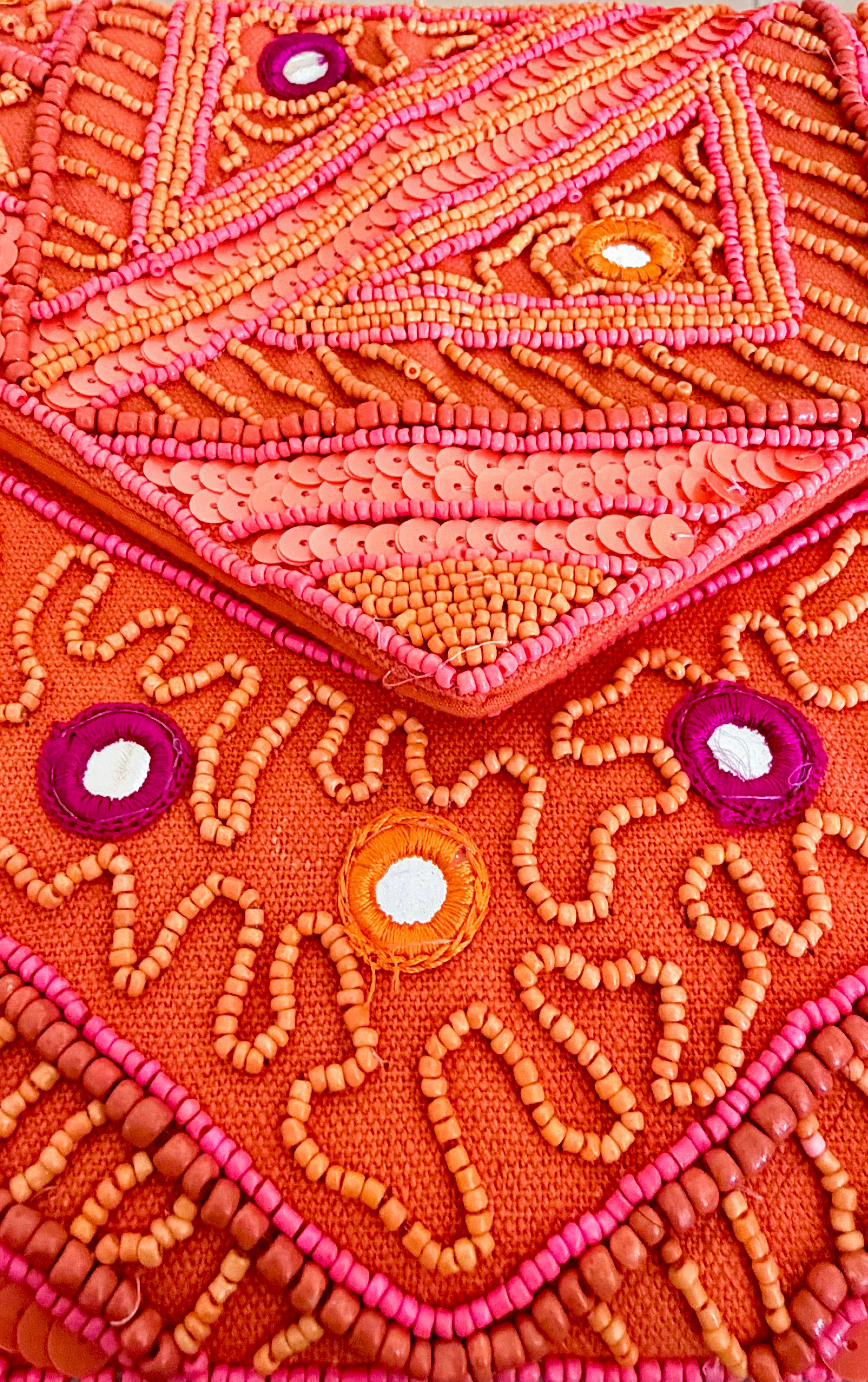 Coral Mirage Beaded Clutch