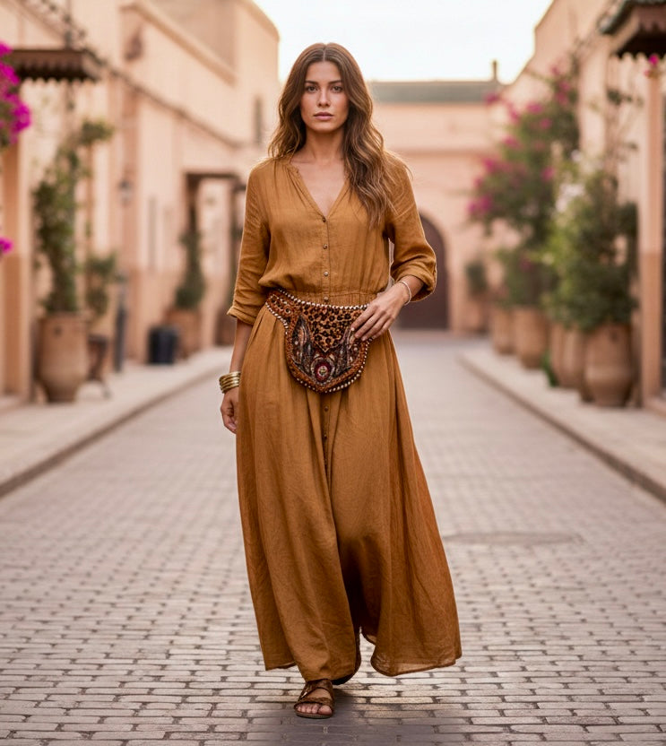 Wild Ember Beaded Shoulder Bag