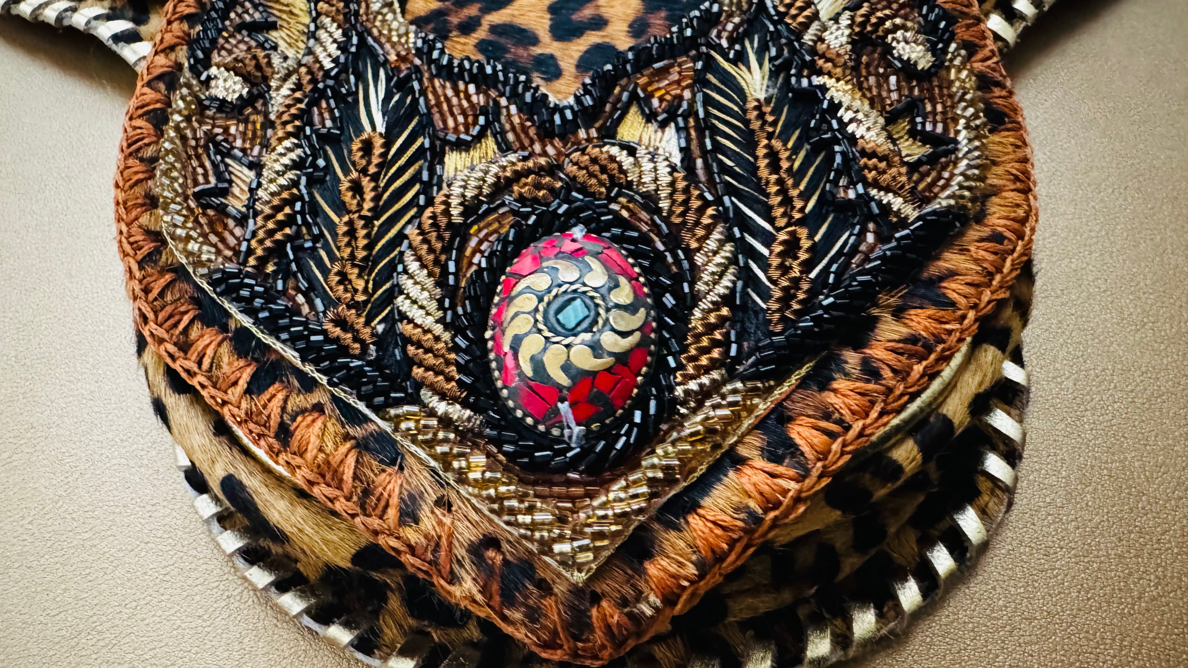 Wild Ember Beaded Shoulder Bag