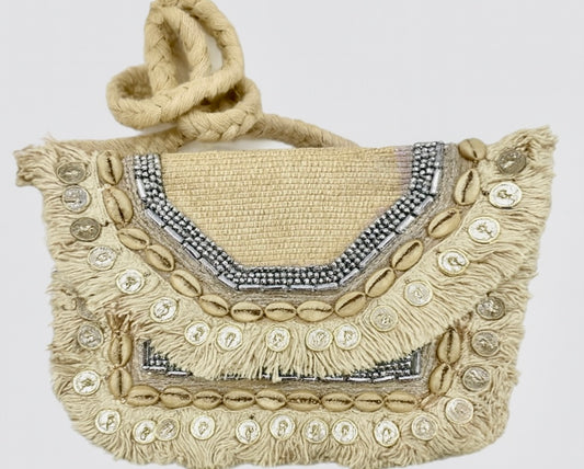 Shell & Coin Embellished
Fringe Shoulder Bag