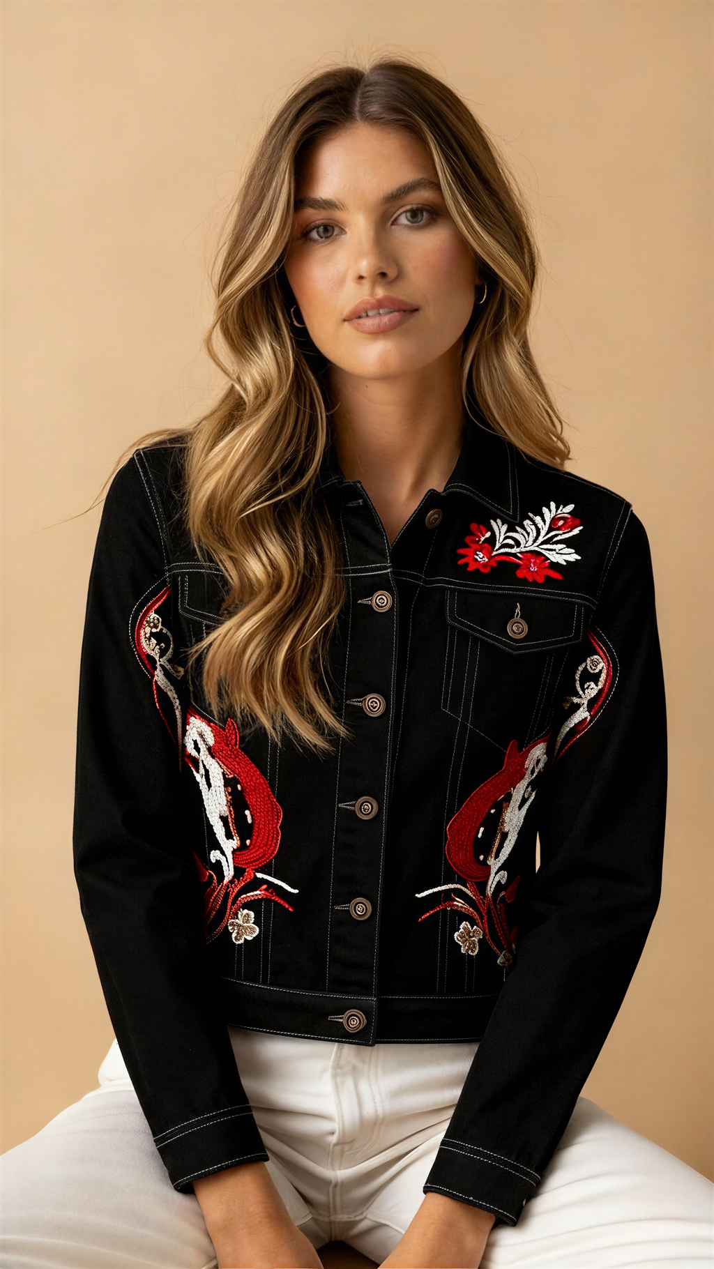 Ember Bloom Embroidered Denim Jacket