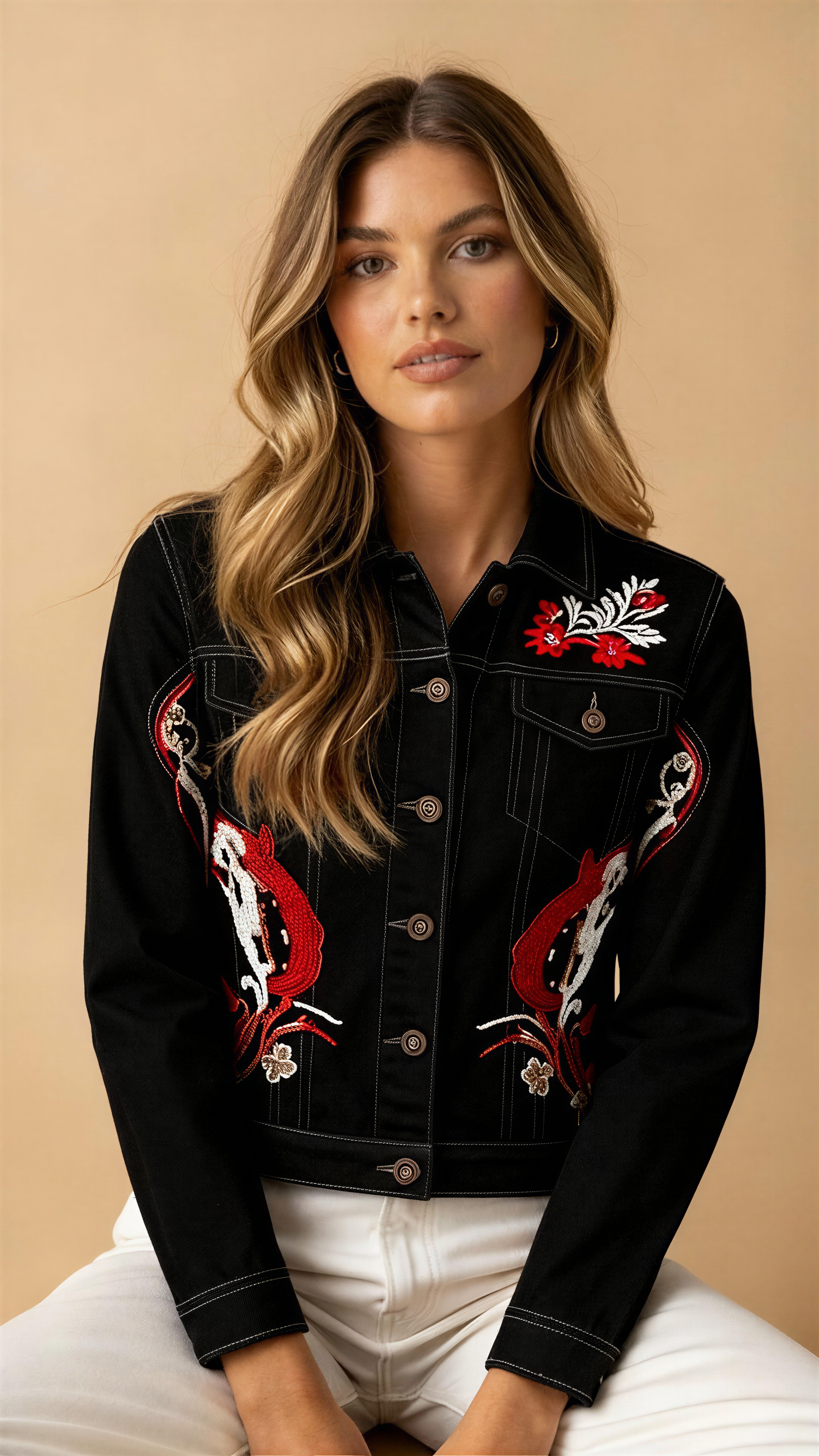 Ember Bloom Embroidered Denim Jacket