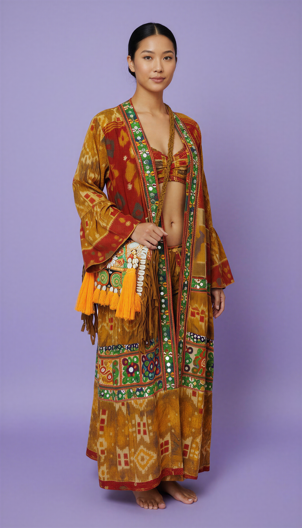 Festival Fire Kaftan & Satchel Clutch Set