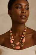 Coral Sunstone Chain Necklace