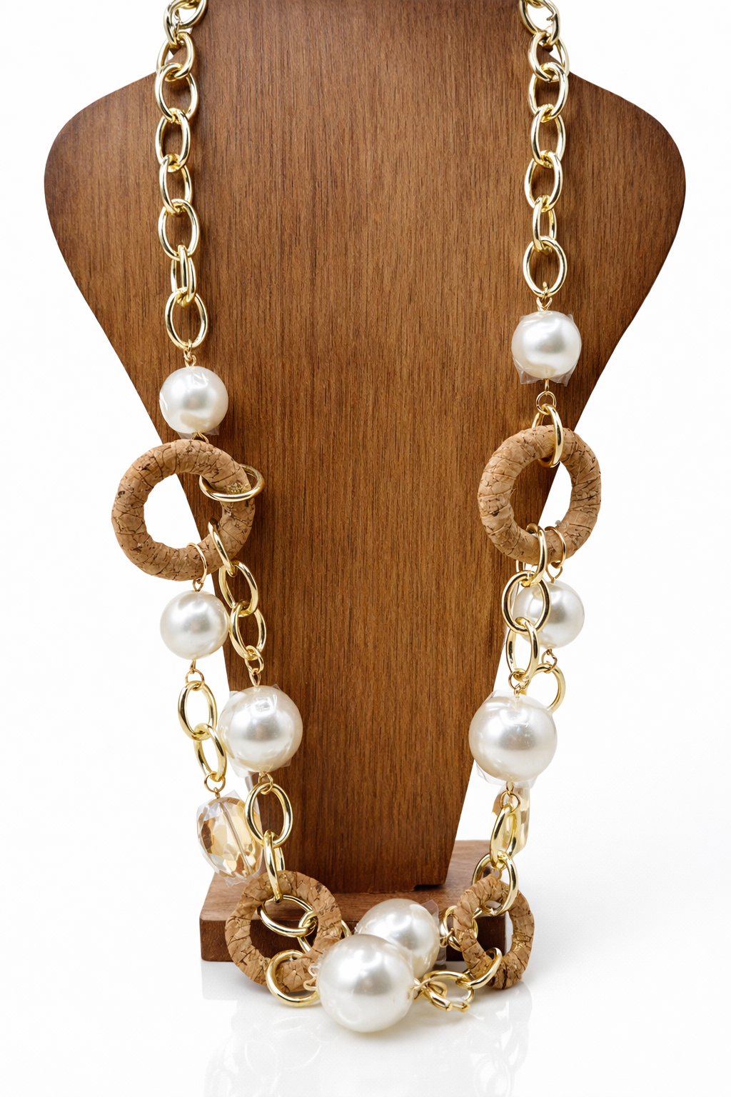 Golden Cork Pearl Statement Necklace