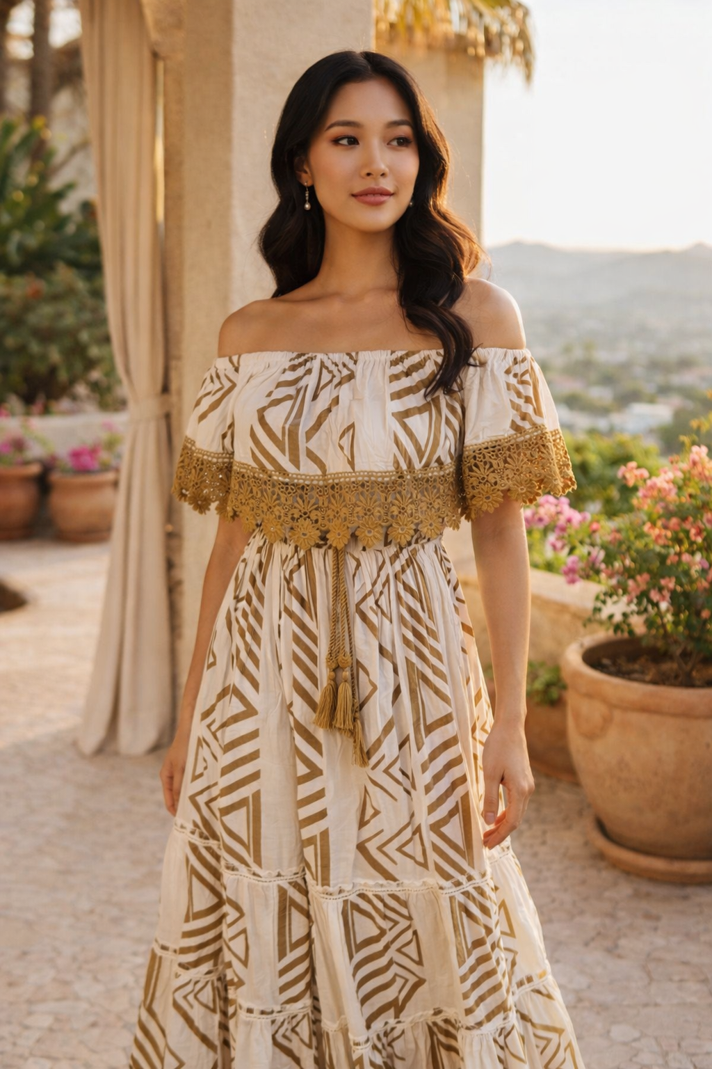 The Solara Lace-Trim Maxi Dress