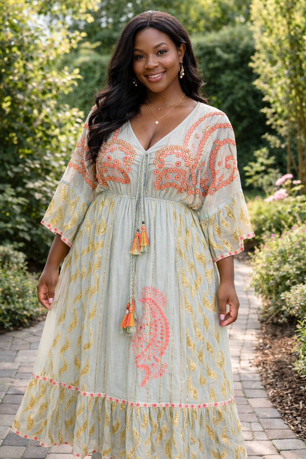 Celeste Embroidered Boho Maxi Dress