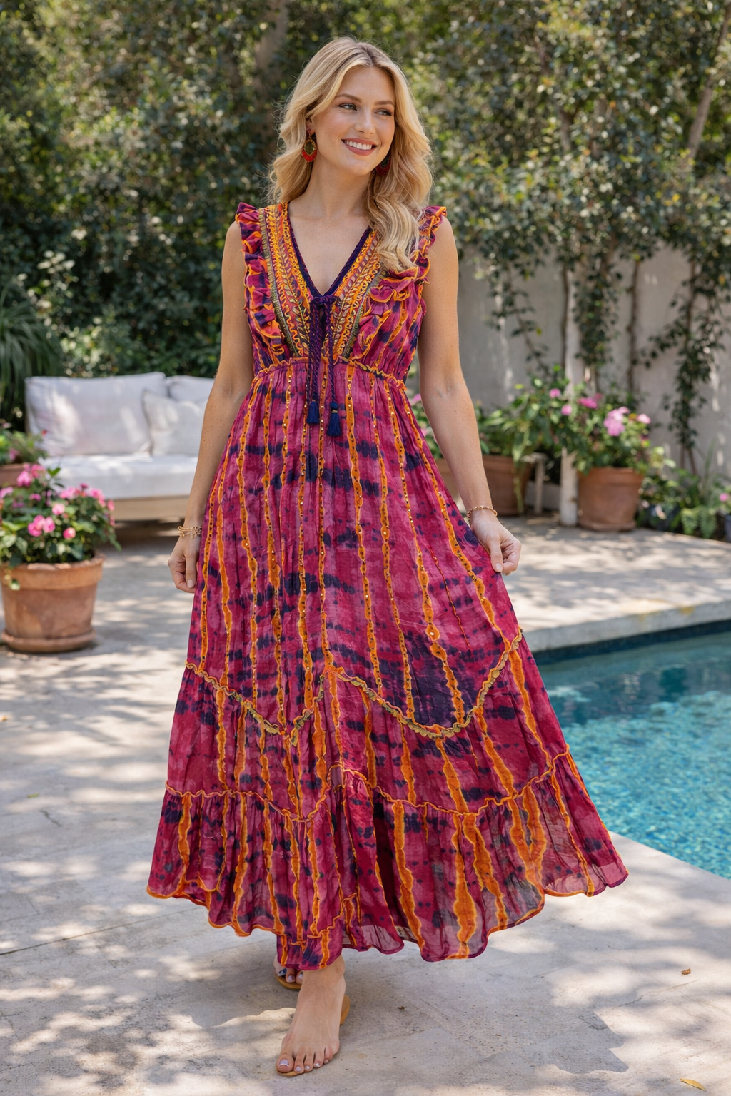 Solara Tie-Dye Boho Maxi Dress
