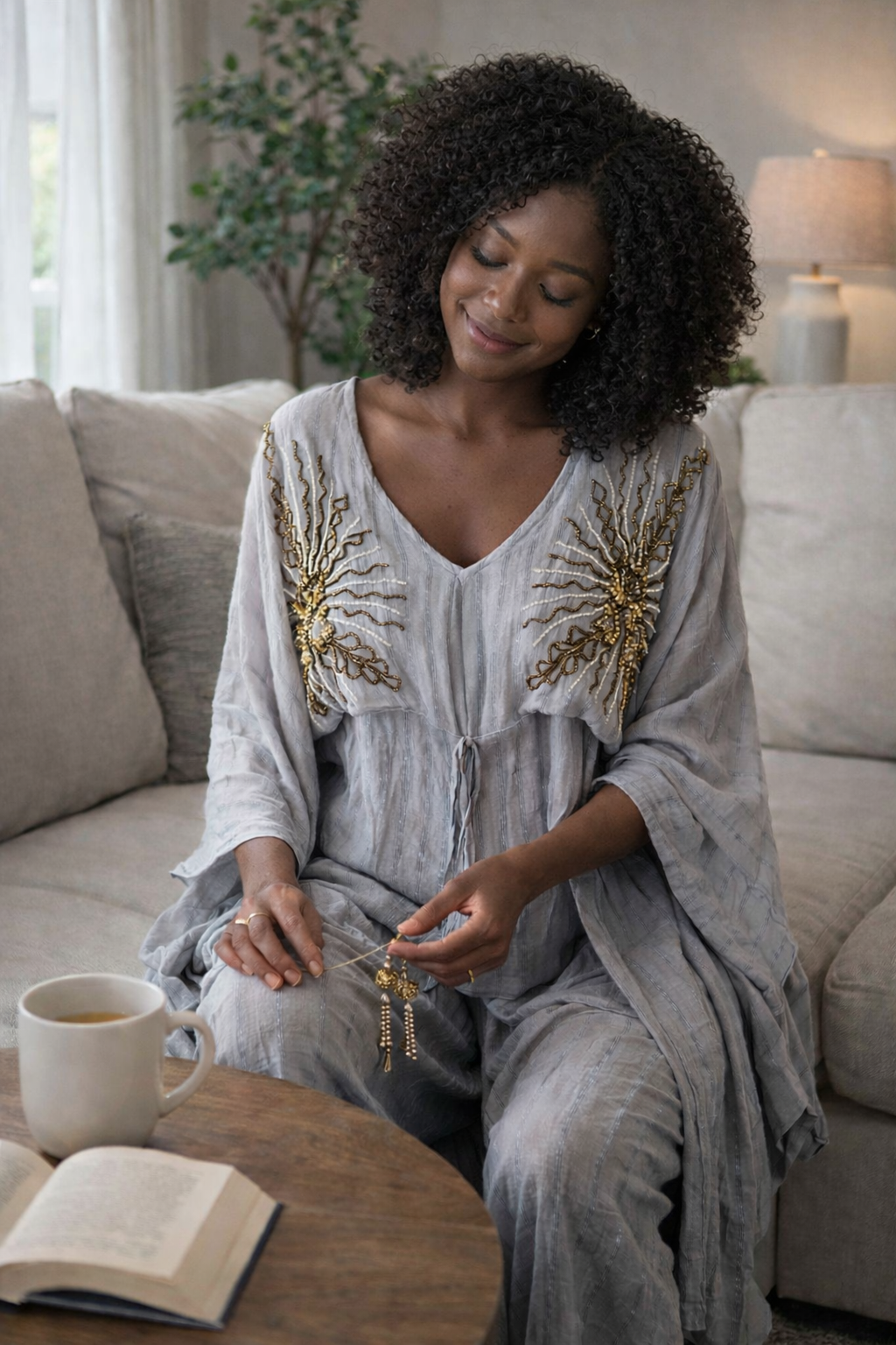 Golden Radiance Beaded Lounge Set