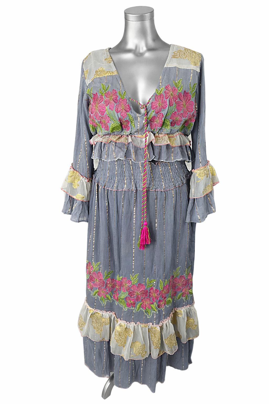 Celeste Bloom Embroidered Blouse & Skirt Set