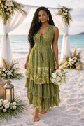 Olive Lumière Bohemian Maxi Dress