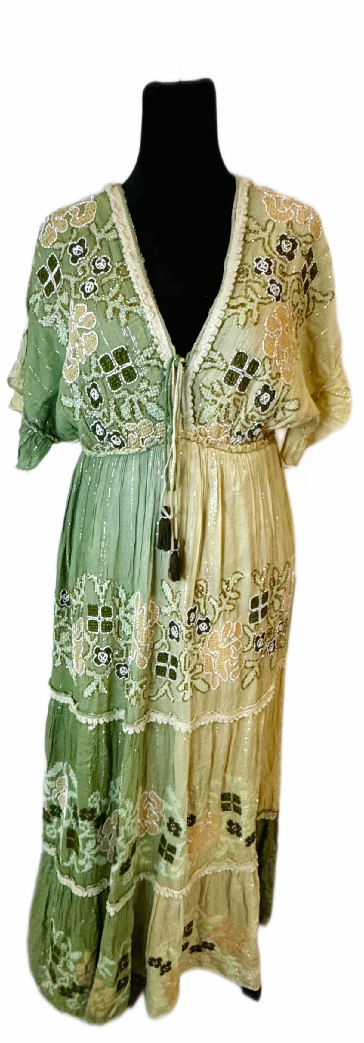 Cream-a Pistachio Maxi Dress