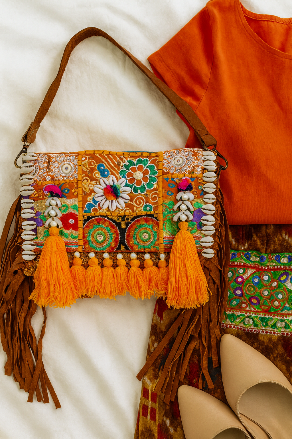 Festival Fire Kaftan & Satchel Clutch Set