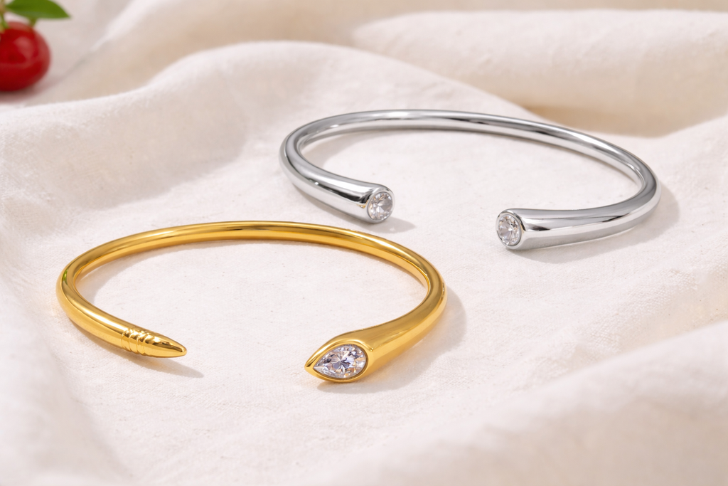 Luna Bezel Trio Jewelry Set - Stainless Steel