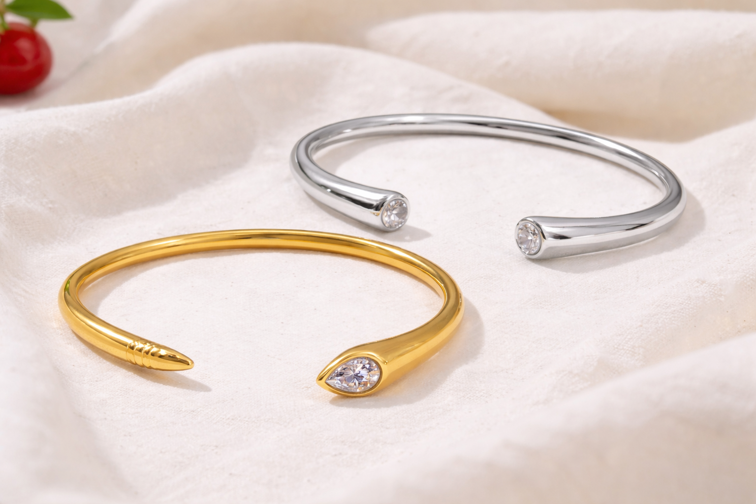 Luna Bezel Trio Jewelry Set - Stainless Steel