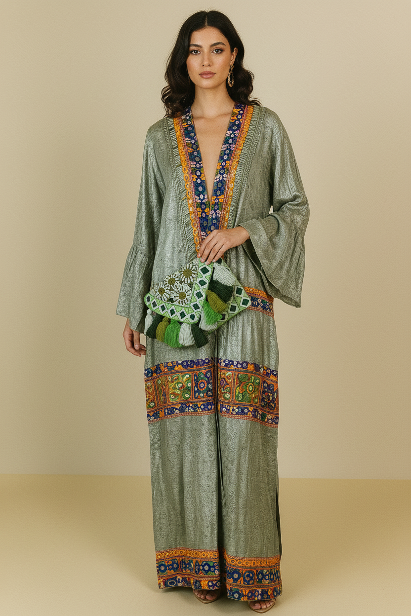 Meadow Bloom Kaftan & Clutch Set