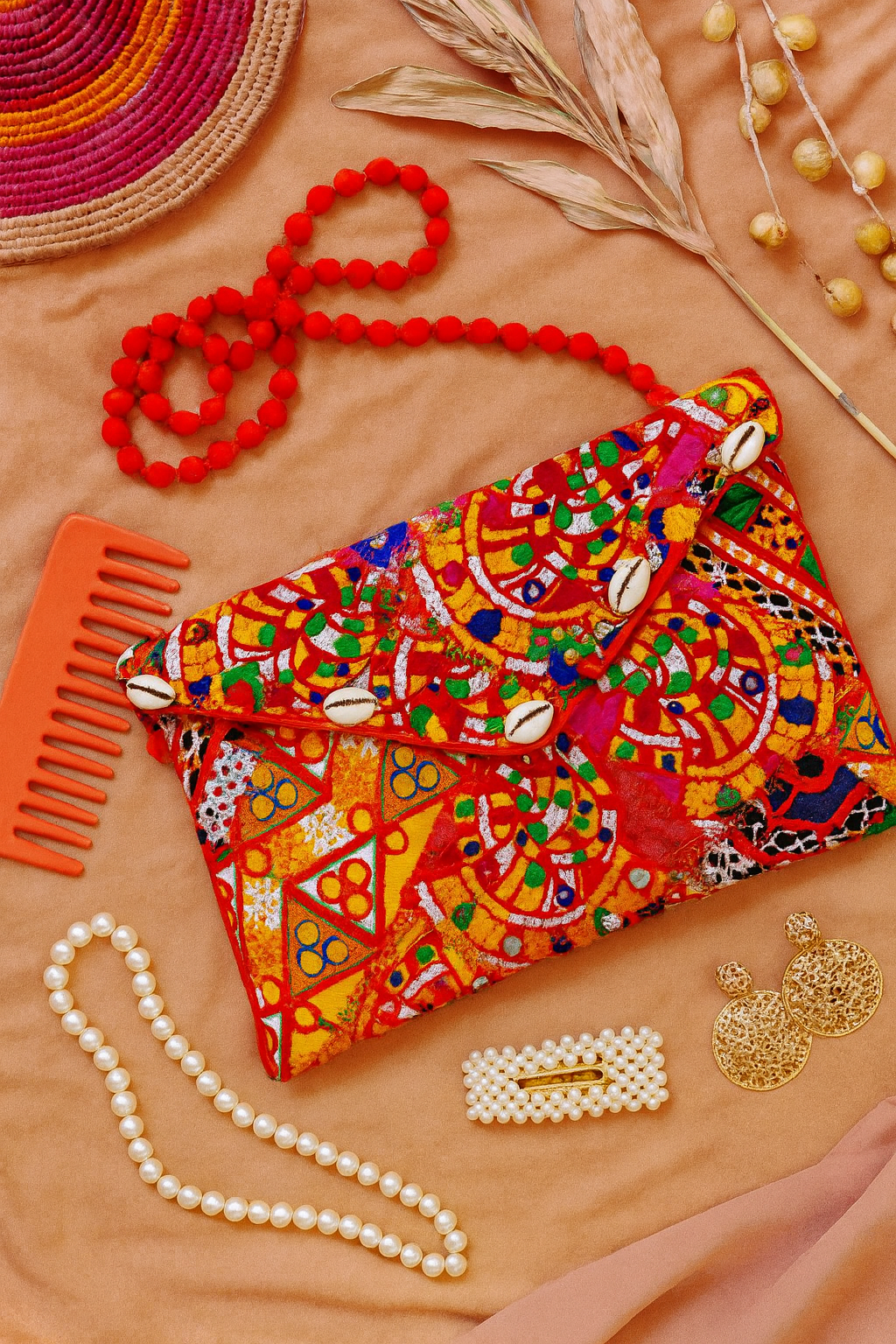 Golden Mirage Kaftan & Clutch Set