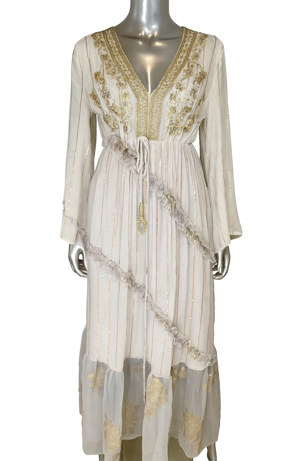 Golden Bloom Ruffle Dress