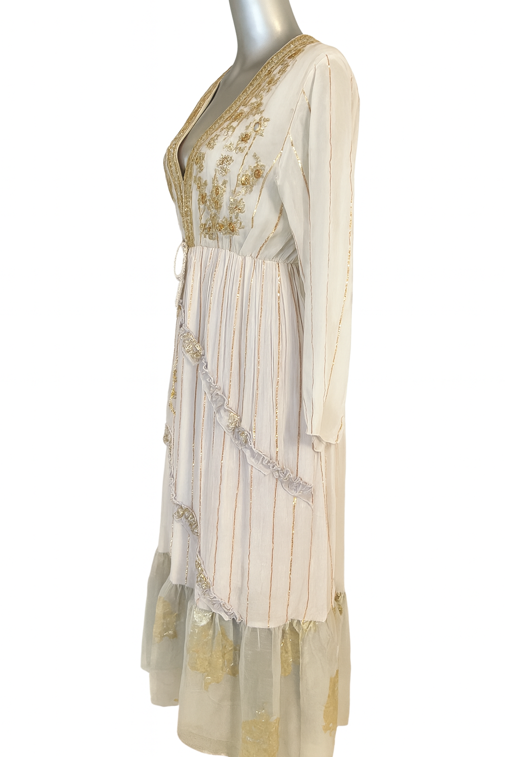 Golden Bloom Ruffle Dress