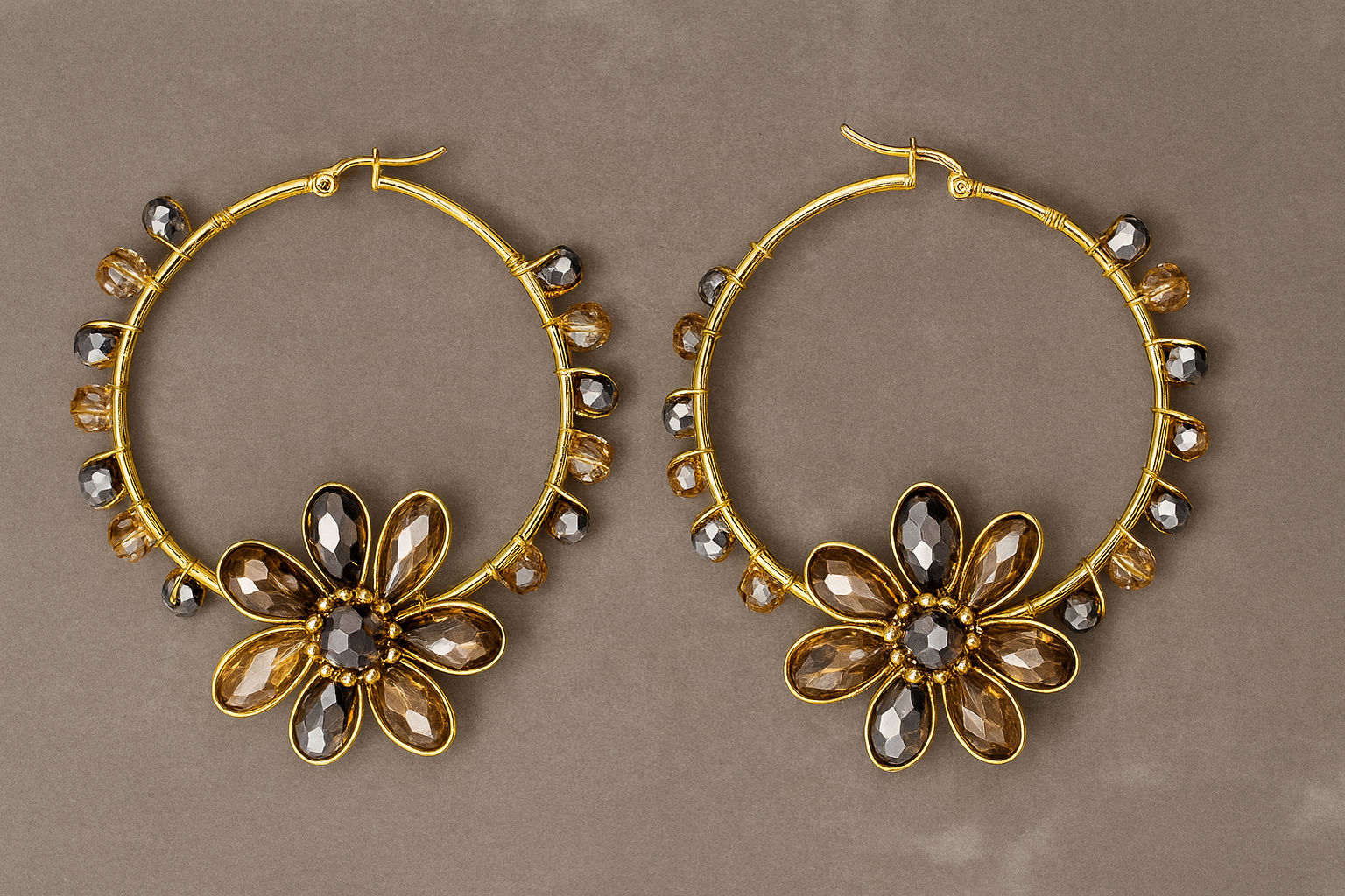 Golden Bloom Hoop Earrings
