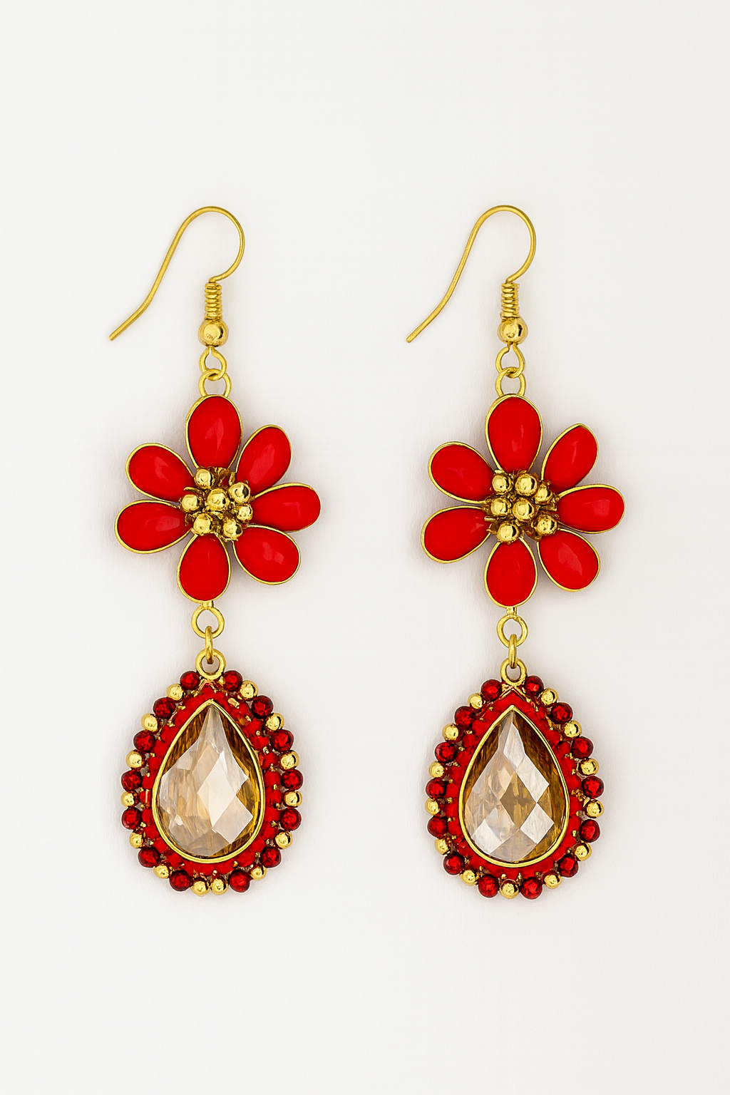 Scarlet Bloom Drop Earrings