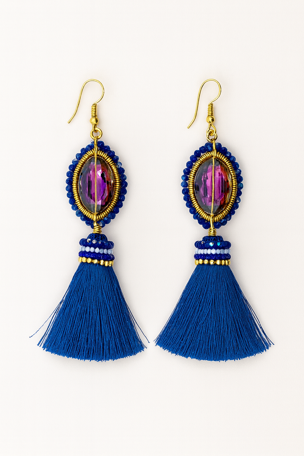 Sapphire Mirage Tassel Earrings