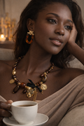 Golden Onyx Panther Statement Jewelry Set