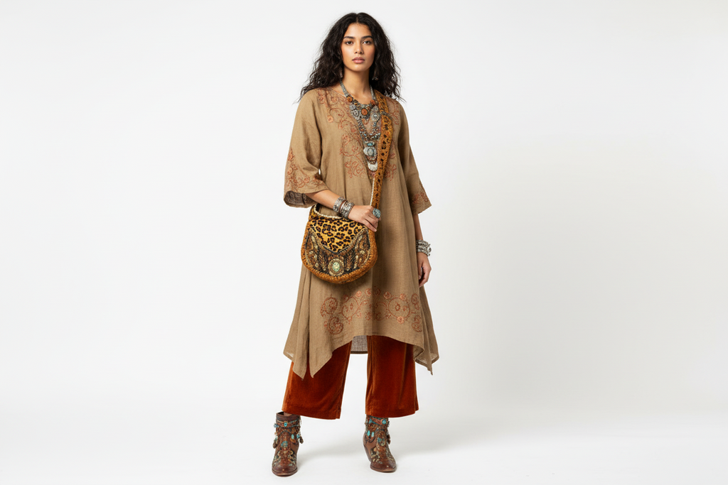Wild Ember Beaded Shoulder Bag