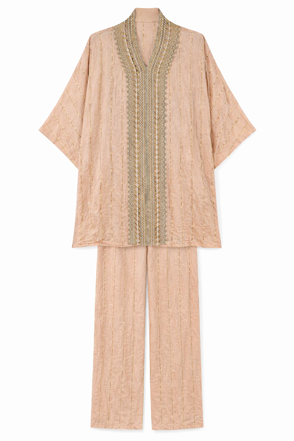 Blush Horizon Embroidered Two-Piece Set - Short Queen Friendly