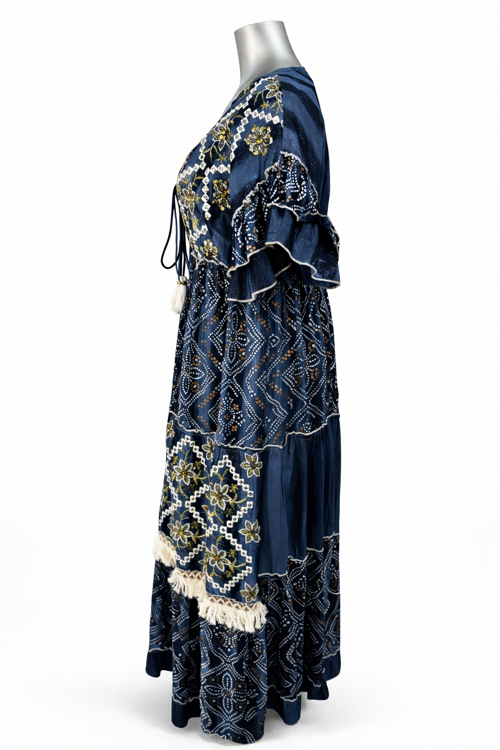 Indigo Heirloom Embroidered Maxi