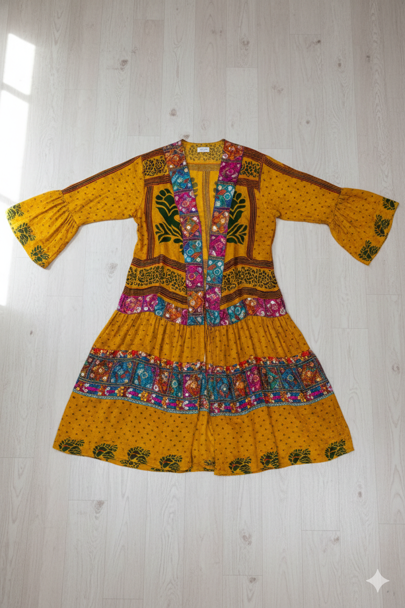 Amber Mosaic Kaftan & Clutch Set