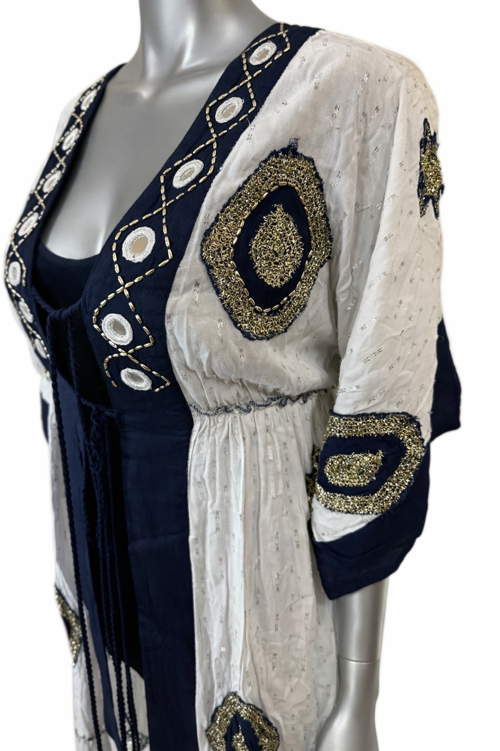 Nomad Eclipse Embroidered Duster Kaftan | Boho Luxe Cotton Layer |