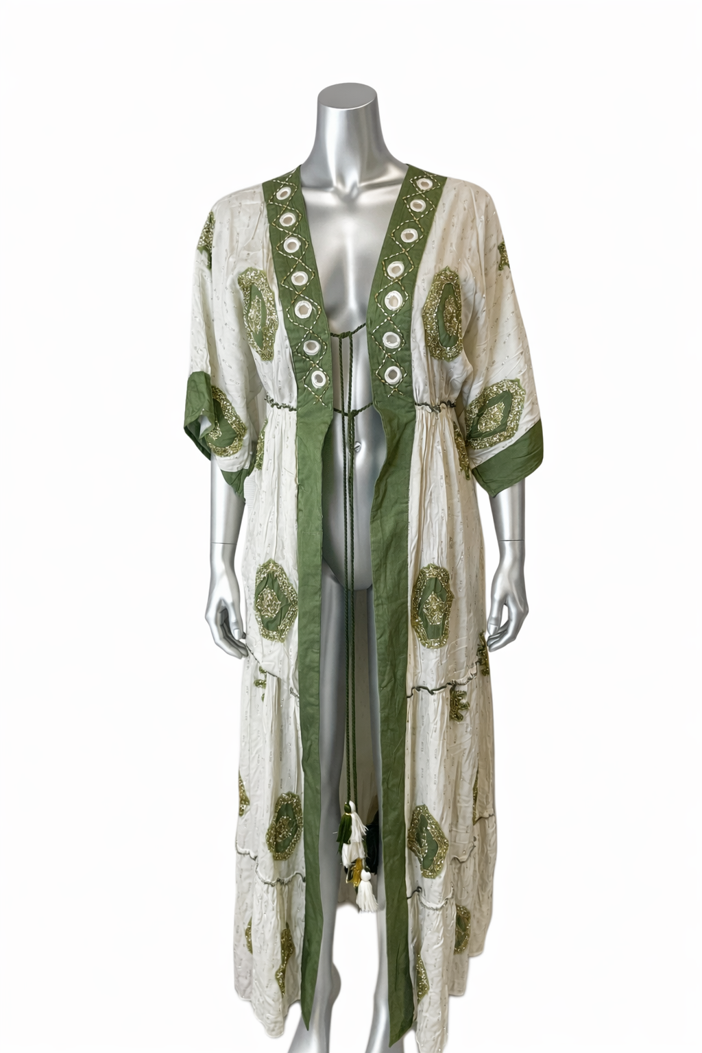 Nomad Eclipse Embroidered Duster Kaftan | Boho Luxe Cotton Layer |