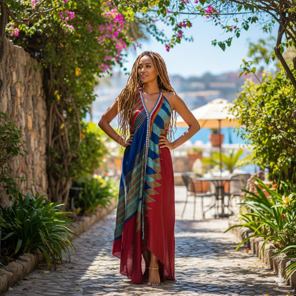 Saffron Skies Halter Maxi Dress