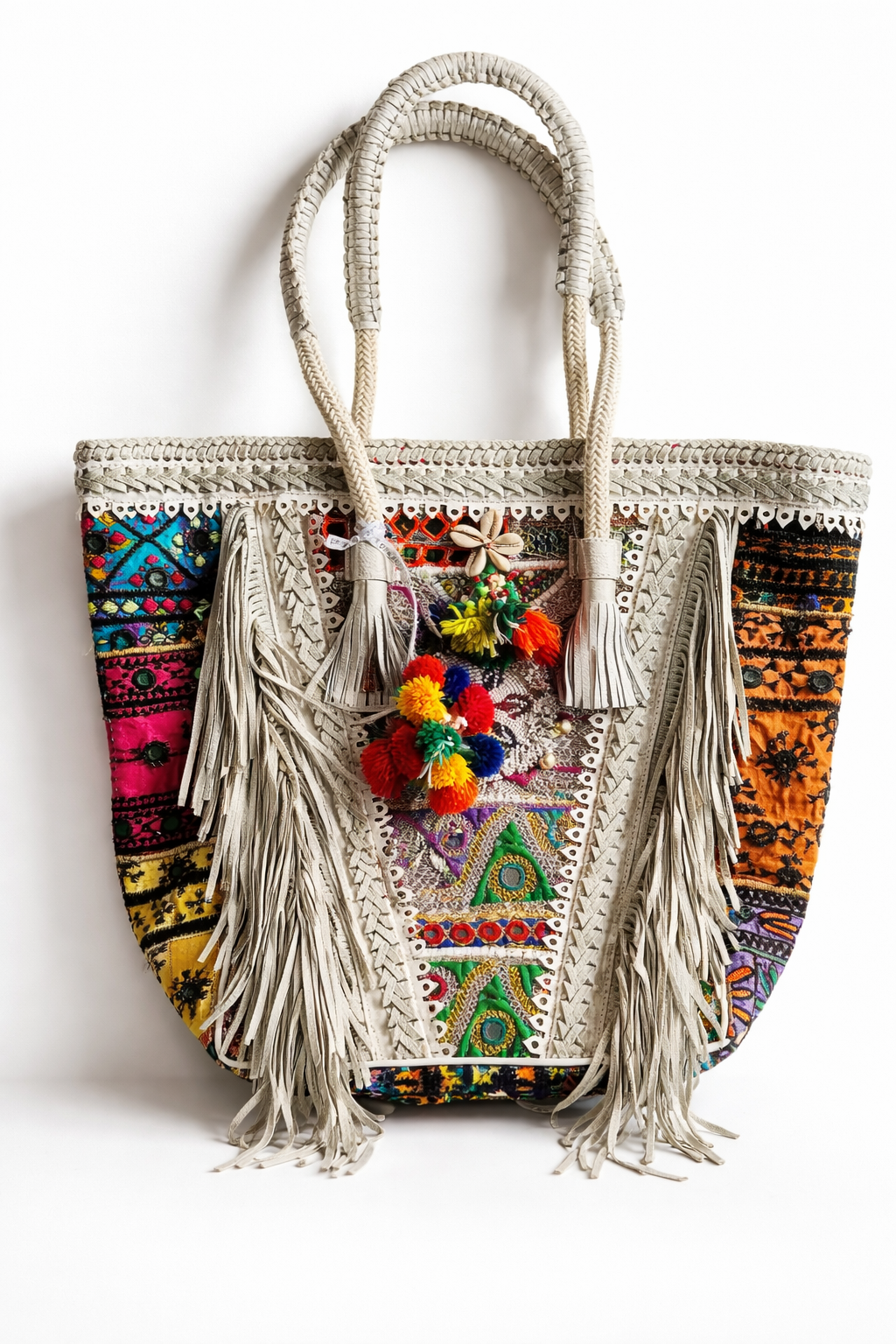 Nomad Bloom Leather Fringe Tote