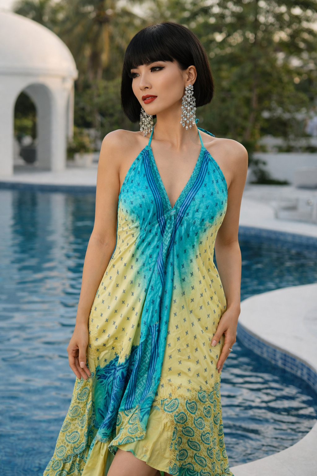 Laguna Whisper Silk Halter Dress