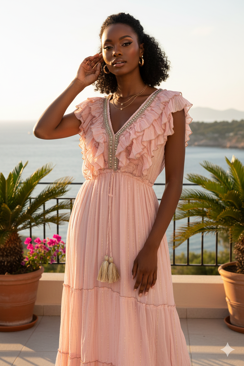 Blush Celestia Ruffle Maxi Dress