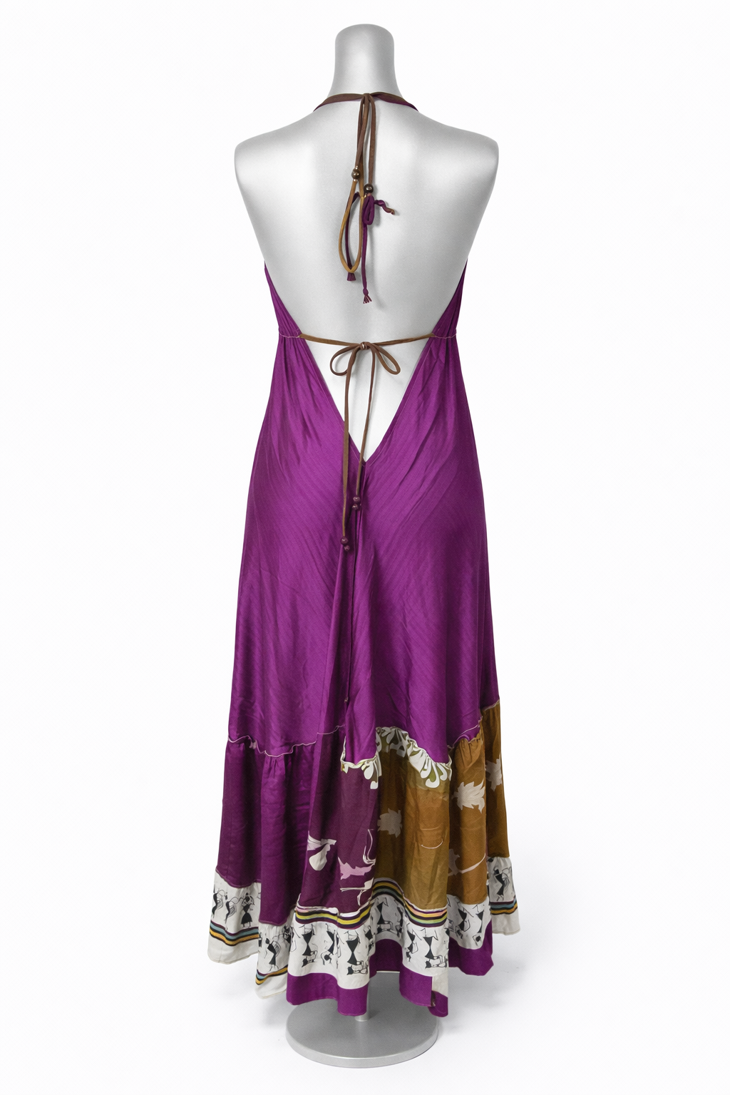 Midnight Jazz Silk Halter Maxi Dress